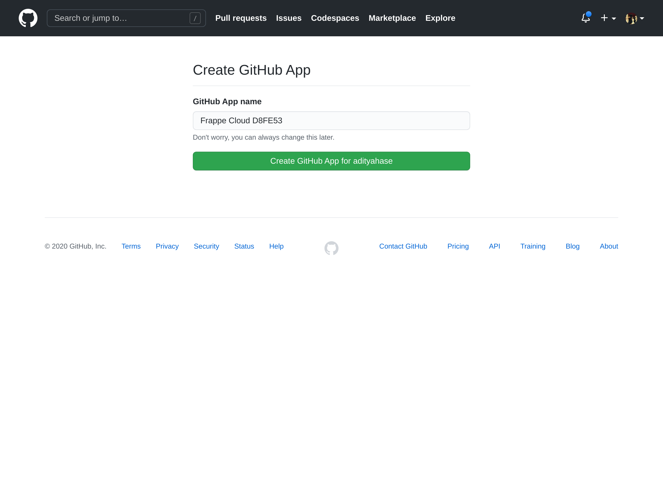 GitHub App Create
