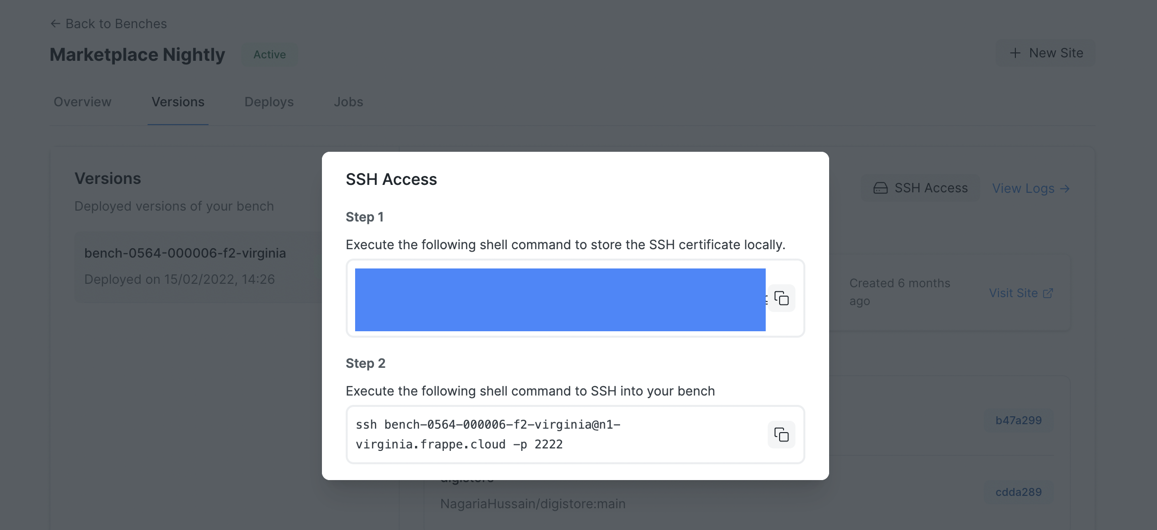 SSH Access Certificate